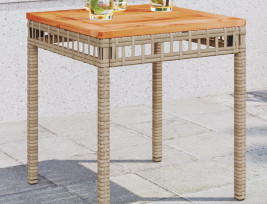 Vegyes bézs polyrattan és akácfa kerti asztal 38 x 38 x 42 cm - utánvéttel vagy ingyenes szállítással
