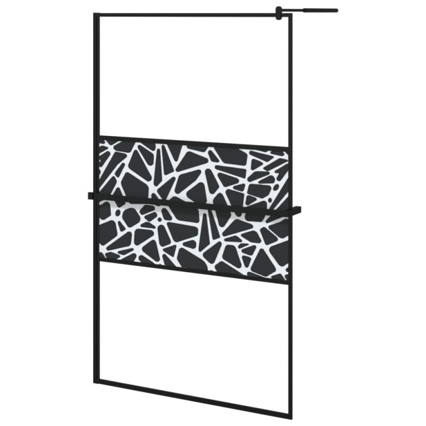Fekete ESG üveg és alumínium zuhanyfal polccal 115x195 cm - utánvéttel vagy ingyenes szállítással