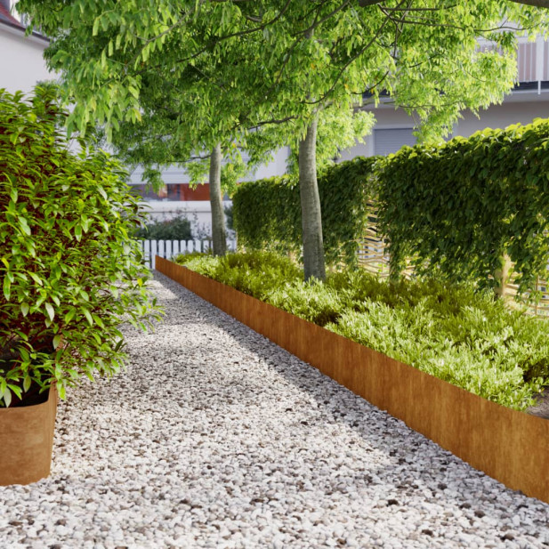 10 db rugalmas corten acél gyepszegély 25 x 103 cm - utánvéttel vagy ingyenes szállítással