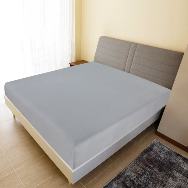 Szürke pamutdzsörzé gumis lepedő 100x200 cm - utánvéttel vagy ingyenes szállítással