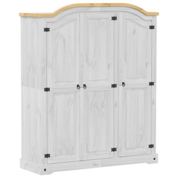Fehér Corona tömör fenyőfa ruhásszekrény 151,5 x 52 x 186 cm - utánvéttel vagy ingyenes szállítással