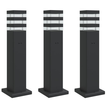 3 db fekete alumínium kültéri állólámpa aljzattal 50 cm - utánvéttel vagy ingyenes szállítással