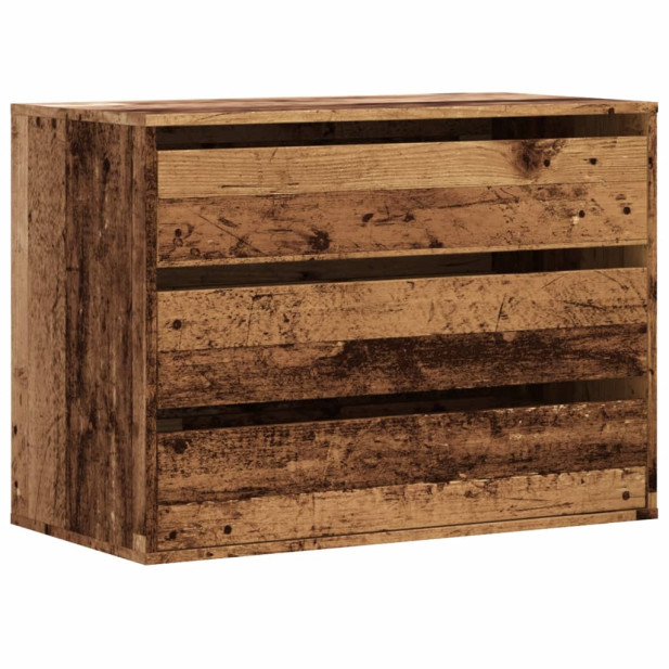 Antik fa színű szerelt fa fiókos sarokszekrény 80 x 41 x 58 cm - utánvéttel vagy ingyenes szállítással