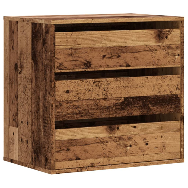 Antik fa színű szerelt fa fiókos sarokszekrény 60 x 41 x 58 cm - utánvéttel vagy ingyenes szállítással