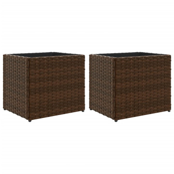 2 db barna polyrattan kerti ültetőláda 36x30x32 cm - utánvéttel vagy ingyenes szállítással