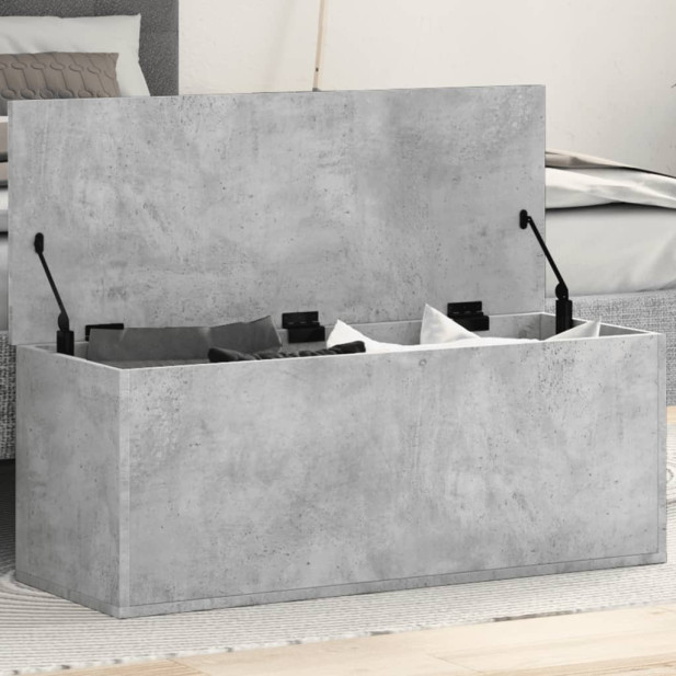 Betonszürke szerelt fa tárolóláda 90 x 35 x 35 cm - utánvéttel vagy ingyenes szállítással
