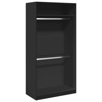 Fekete szerelt fa ruhásszekrény 100 x 50 x 200 cm - utánvéttel vagy ingyenes szállítással