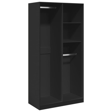Fekete forgácslap ruhásszekrény 100 x 50 x 200 cm - utánvéttel vagy ingyenes szállítással