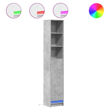 Betonszürke szerelt fa tálalószekrény LED-del 36 x 32,5 x 200cm - utánvéttel vagy ingyenes szállítással