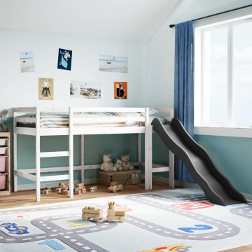 Fehér tömör fenyőfa gyerek-galériaágy matrac nélkül 90 x 190 cm - utánvéttel vagy ingyenes szállítással