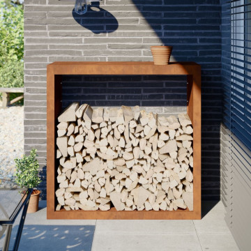 Corten acél tűzifatároló 100 x 40 x 100 cm - utánvéttel vagy ingyenes szállítással