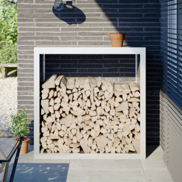 Fehér acél tűzifatároló 100 x 40 x 100 cm - utánvéttel vagy ingyenes szállítással