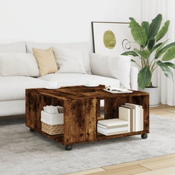 Füstös tölgy színű szerelt fa dohányzóasztal 80x80x40 cm - utánvéttel vagy ingyenes szállítással