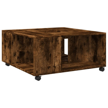 Füstös tölgy színű szerelt fa dohányzóasztal 80x80x40 cm - utánvéttel vagy ingyenes szállítással
