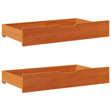 2 db viaszbarna tömör fenyőfa ágy alatti fiók 95 x 55 x 16 cm - utánvéttel vagy ingyenes szállítással