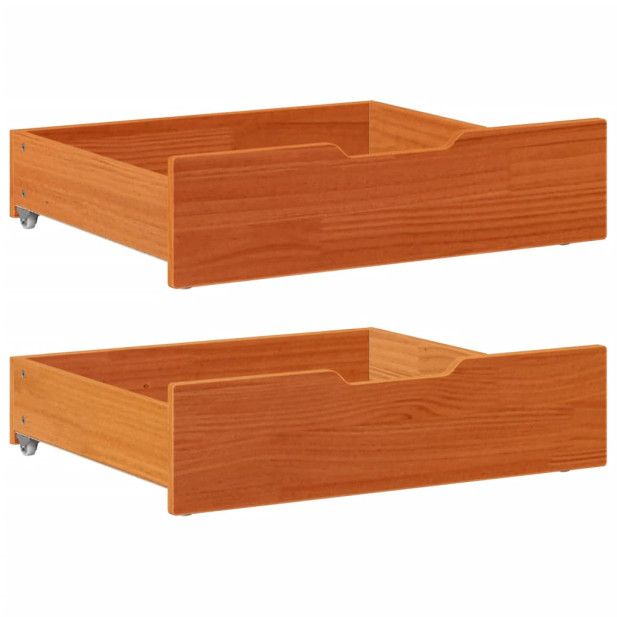 2 db viaszbarna tömör fenyőfa ágy alatti fiók 65 x 55 x 16 cm - utánvéttel vagy ingyenes szállítással