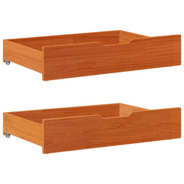 2 db viaszbarna tömör fenyőfa ágy alatti fiók 85 x 55 x 16 cm - utánvéttel vagy ingyenes szállítással