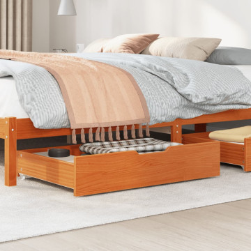 2 db viaszbarna tömör fenyőfa ágy alatti fiók 85 x 55 x 16 cm - utánvéttel vagy ingyenes szállítással