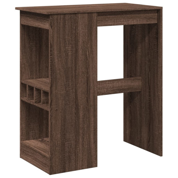 Barna tölgy szerelt fa bárasztal tárolókkal 90x47,5x103,5 cm - utánvéttel vagy ingyenes szállítással