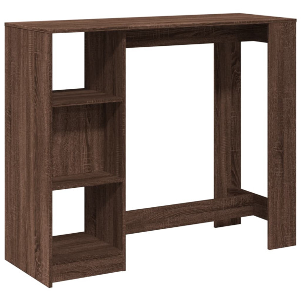 Barna tölgy színű szerelt fa bárasztal polccal 124x46x103,5 cm - utánvéttel vagy ingyenes szállítással