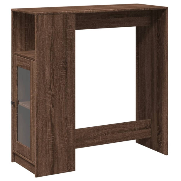 Barna tölgy szerelt fa tárolórekeszes bárasztal 101x40x103,5 cm - utánvéttel vagy ingyenes szállítással