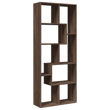 Barna tölgy szerelt fa elválasztó könyvespolc 67x25x161,5 cm - utánvéttel vagy ingyenes szállítással