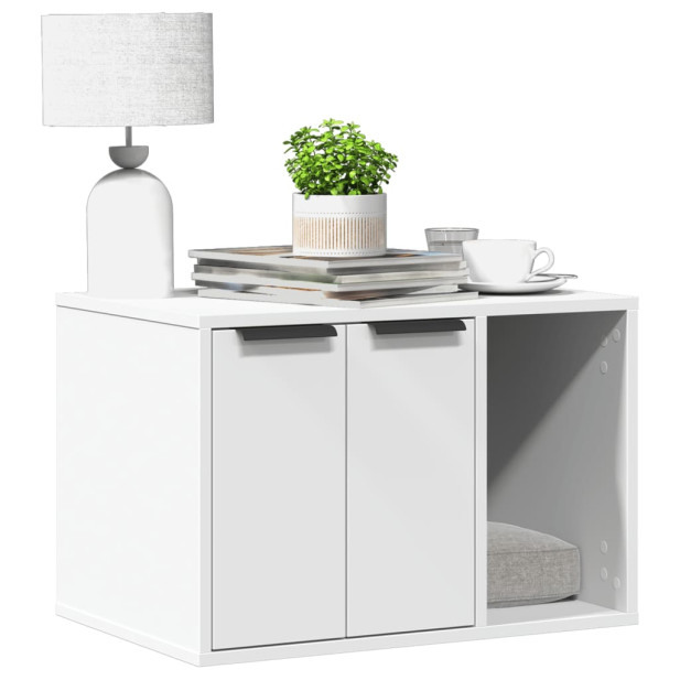 Fehér szerelt fa macskaalomdoboz 60 x 40 x 40 cm - utánvéttel vagy ingyenes szállítással