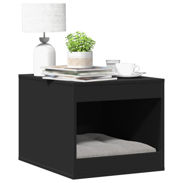 Fekete szerelt fa macskaalomdoboz 47 x 59 x 42 cm - utánvéttel vagy ingyenes szállítással