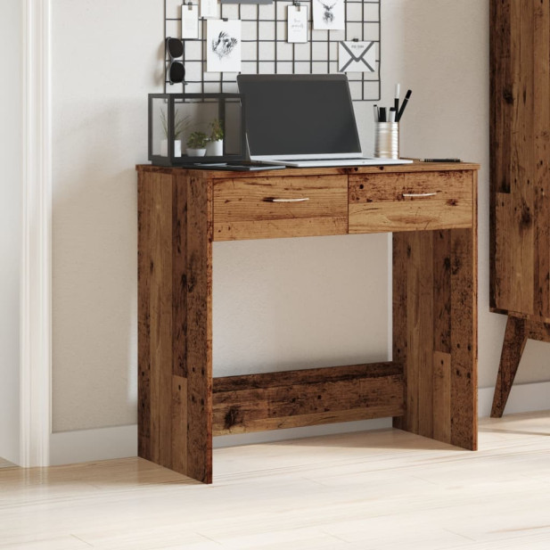 Antik fa színű szerelt fa íróasztal 80 x 40 x 75 cm - utánvéttel vagy ingyenes szállítással