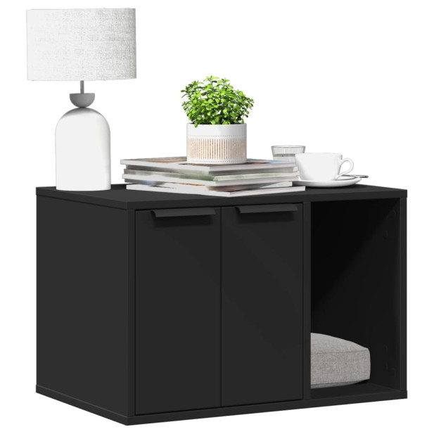Fekete szerelt fa macskaalomdoboz 60 x 40 x 40 cm - utánvéttel vagy ingyenes szállítással