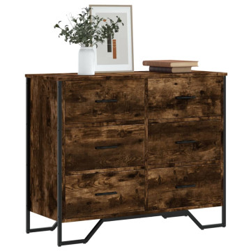 Füstös tölgy színű szerelt fa komód 91 x 35,5 x 74,5 cm - utánvéttel vagy ingyenes szállítással