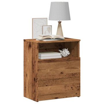 2 db antik fa színű szerelt fa éjjeliszekrény 50 x 32 x 60 cm - utánvéttel vagy ingyenes szállítással
