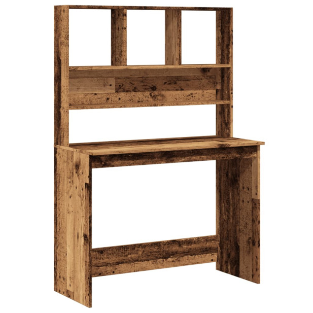Antik fa színű szerelt fa íróasztal polcokkal 102 x 45 x 148 cm - utánvéttel vagy ingyenes szállítással