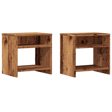 2 db antik fa színű szerelt fa éjjeliszekrény 40 x 30 x 40 cm - utánvéttel vagy ingyenes szállítással