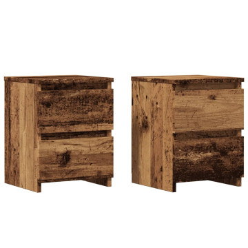 2 db antik fa színű szerelt fa éjjeliszekrény 30 x 30 x 40 cm - utánvéttel vagy ingyenes szállítással