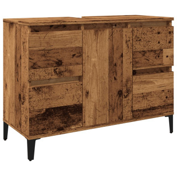 Antik fa színű szerelt fa mosdószekrény 80 x 33 x 60 cm - utánvéttel vagy ingyenes szállítással