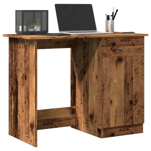 Antik fa színű szerelt fa íróasztal 100 x 50 x 76 cm - utánvéttel vagy ingyenes szállítással