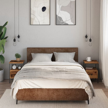 2 db antik fa színű szerelt fa éjjeliszekrény 34 x 36 x 50 cm - utánvéttel vagy ingyenes szállítással
