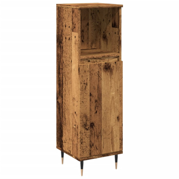Antik fa színű szerelt fa fürdőszobaszekrény 30 x 30 x 100 cm - utánvéttel vagy ingyenes szállítással