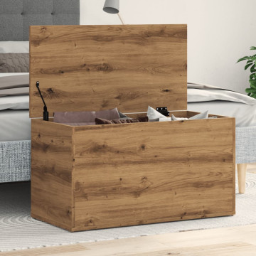 Kézműves tölgy színű szerelt fa tárolóláda 84 x 42 x 46 cm - utánvéttel vagy ingyenes szállítással