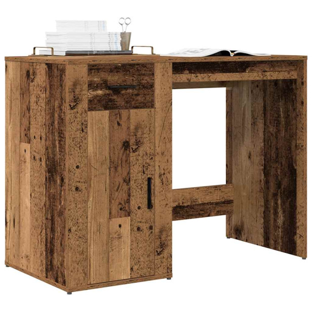 Antik fa színű szerelt fa íróasztal 100 x 49 x 75 cm - utánvéttel vagy ingyenes szállítással