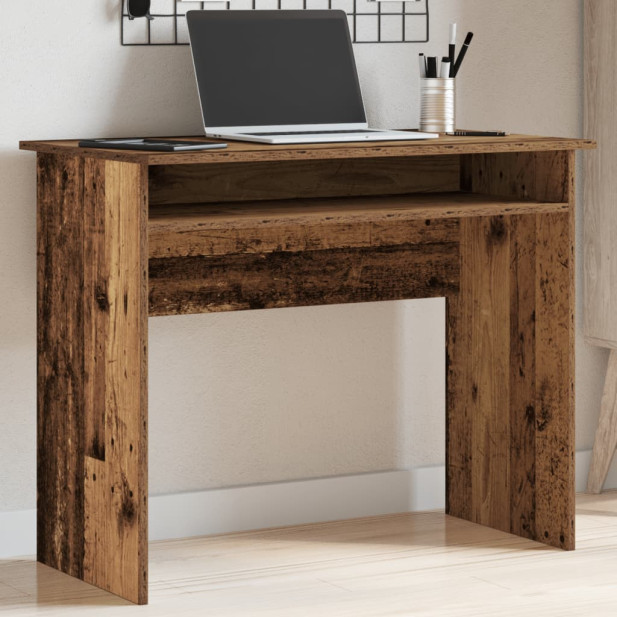 Antik fa színű szerelt fa íróasztal 90 x 50 x 74 cm - utánvéttel vagy ingyenes szállítással