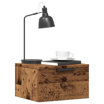 2 db antik fa színű falra szerelhető éjjeliszekrény 34x30x20 cm - utánvéttel vagy ingyenes szállítással