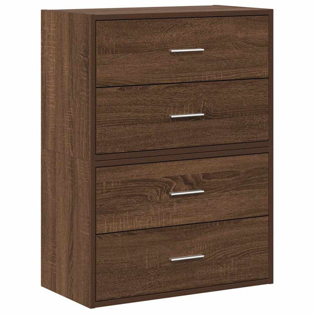 2 db barna tölgy szerelt fa szekrény 2 fiókkal 60 x 31 x 40 cm - utánvéttel vagy ingyenes szállítással