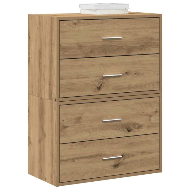 2 db kézműves tölgy szerelt fa szekrény 2 fiókkal 60x31x40 cm - utánvéttel vagy ingyenes szállítással