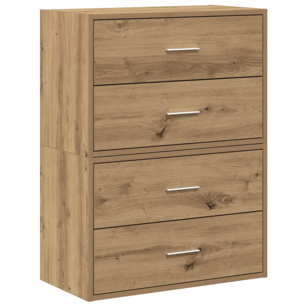 2 db kézműves tölgy szerelt fa szekrény 2 fiókkal 60x31x40 cm - utánvéttel vagy ingyenes szállítással