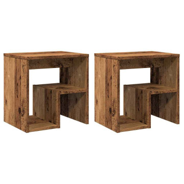 2 db antik fa színű szerelt fa éjjeliszekrény 40 x 30 x 40 cm - utánvéttel vagy ingyenes szállítással
