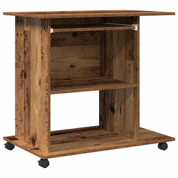 Antik fa színű szerelt fa számítógépasztal 80 x 50 x 75 cm - utánvéttel vagy ingyenes szállítással