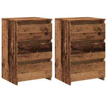 2 db antik fa színű szerelt fa éjjeliszekrény 40x35x62,5 cm - utánvéttel vagy ingyenes szállítással