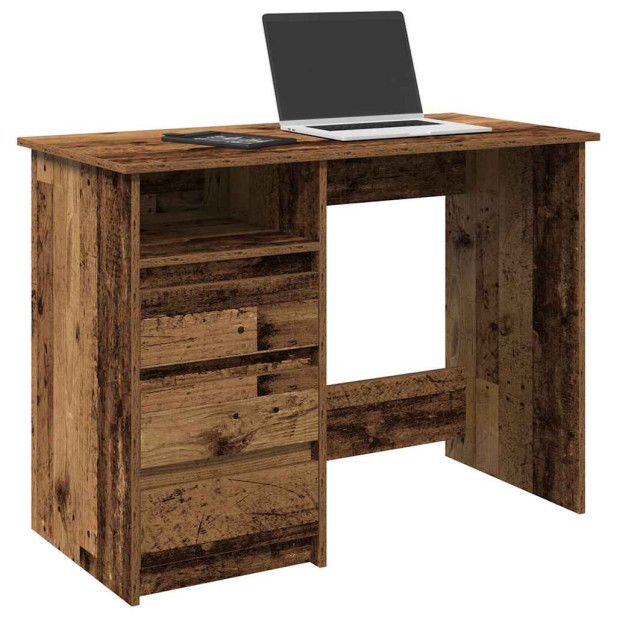 Antik fa színű szerelt fa íróasztal 102x50x75 cm - utánvéttel vagy ingyenes szállítással